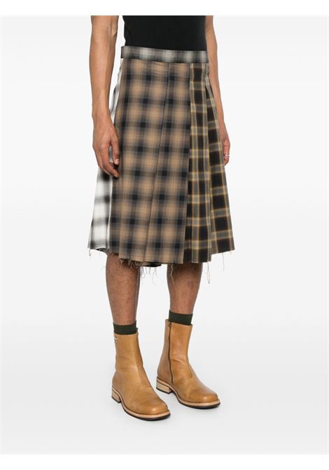 Brown pleated checked skirt Song for the mute - men SONG FOR THE MUTE | 251MSK001MLT